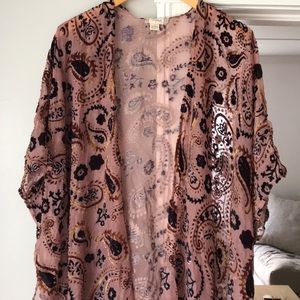 Velvet burnout kimono/cover up